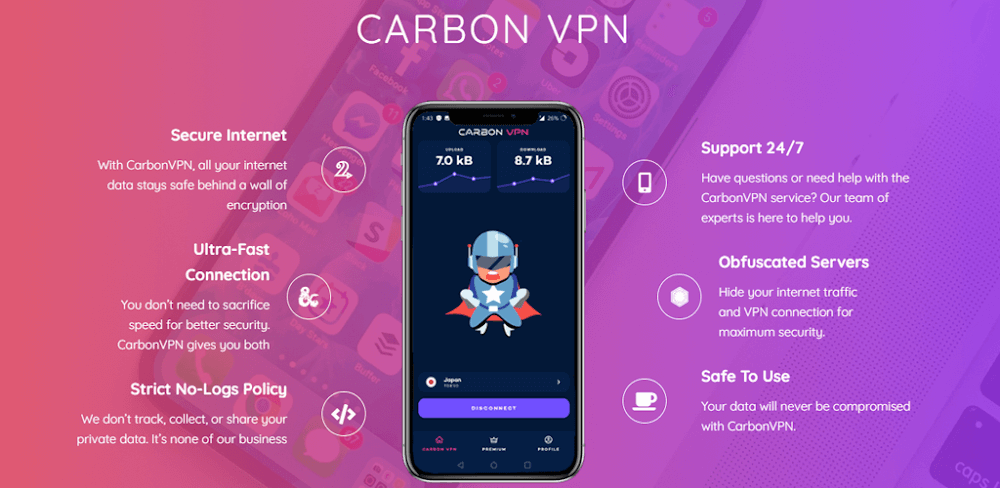 Cover Image of Carbon VPN Pro Premium APK v5.17 (Patched)